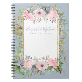 Caderno Espiral Casamento Blush Pink Floral Boho