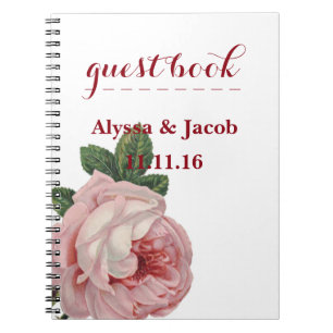 Caderno Espiral Casamento Branco de Rosas Rosa Lindas