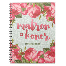 Caderno Espiral Casamento branco & verde da Matrona--Honra do laço