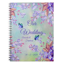 Caderno Espiral Casamento com Flor de Lavanda Lilac