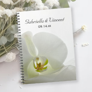 Caderno Espiral Casamento com Orquídea Branca e Véu Bridal