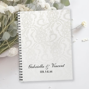 Caderno Espiral Casamento com rendas brancas