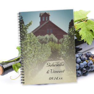 Caderno Espiral Casamento com Vineyard e Red Barn Rustic