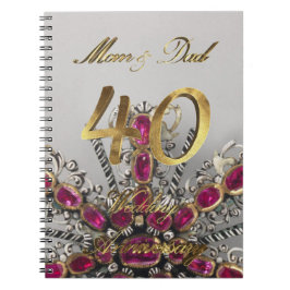 Caderno Espiral Casamento de 40 anos Ruby Wedding