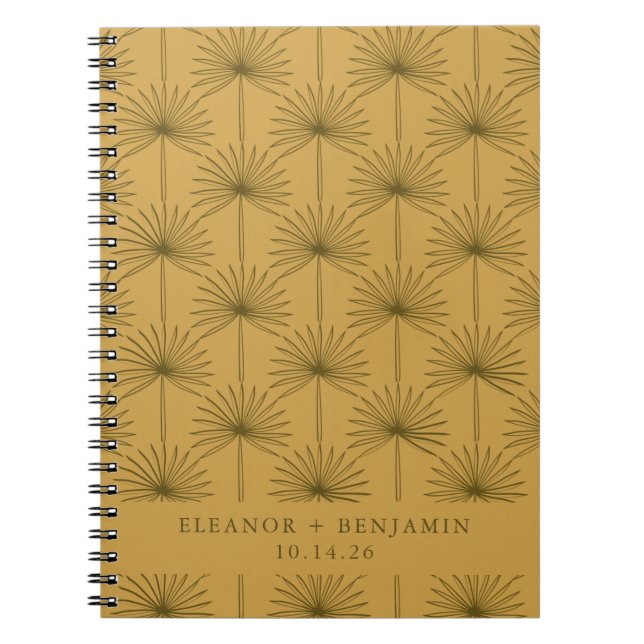 Caderno Espiral Casamento De Amarelo Amarelo De Palma De Folha Bot (Frente)