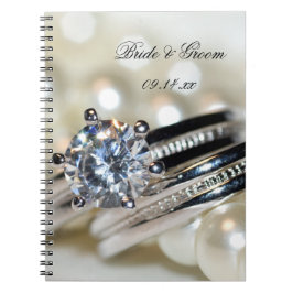 Caderno Espiral Casamento de Anéis e Pérolas Brancas