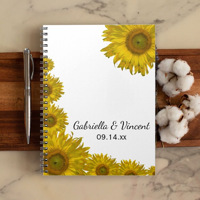 Caderno Espiral Casamento de Borda Amarelo de Girassol (Criador carregado)