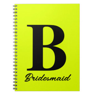Caderno Espiral Casamento de Bridemaid de Neon Amarelo fluorescent