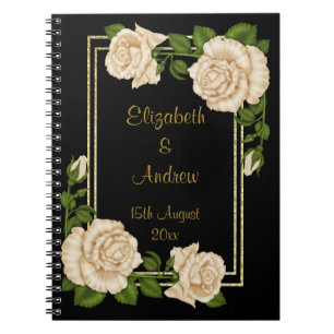 Caderno Espiral Casamento de Buquês de marfim de canto de chic