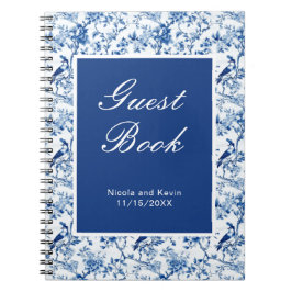 Caderno Espiral Casamento de Chinoiserie Blue Birds and Flowers