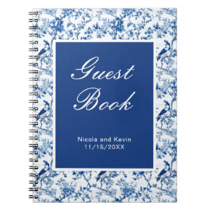 Caderno Espiral Casamento de Chinoiserie Blue Birds and Flowers