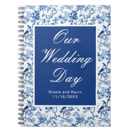 Caderno Espiral Casamento de Chinoiserie Blue Birds and Flowers
