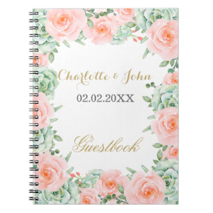 Caderno Espiral Casamento De Elegante Floral De Blush De Aquarela