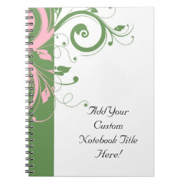 Caderno Espiral Casamento de espirais, cor-de-rosa e verde
