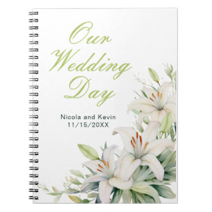 Caderno Espiral Casamento de Flores Brancas