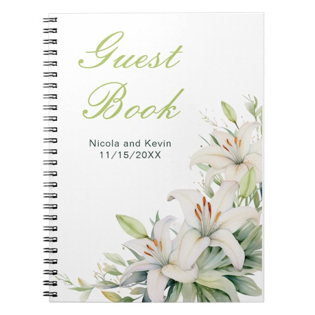 Caderno Espiral Casamento de Flores Brancas (Frente)