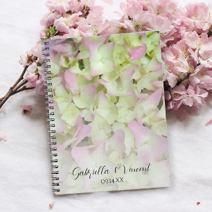 Caderno Espiral Casamento de Flores de Hidrangea Quase Rosa