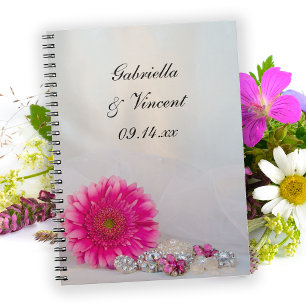 Caderno Espiral Casamento de Gerbera Daisy e Buttons de Diamante R