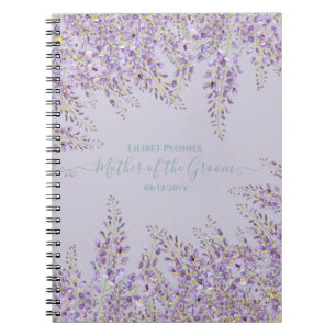 Caderno Espiral Casamento de Jardim Floral de Purple Wisteria Sage