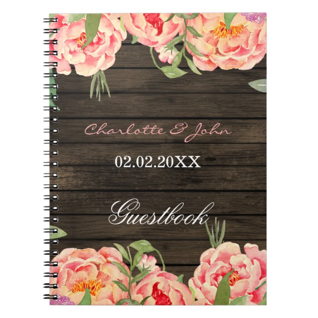 Caderno Espiral Casamento de Madeira de Peony Barn, País Russo (Frente)