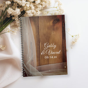 Caderno Espiral Casamento de madeira nupcial do país do véu e do