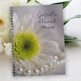 Caderno Espiral Casamento de Margarida Branca e Pérolas