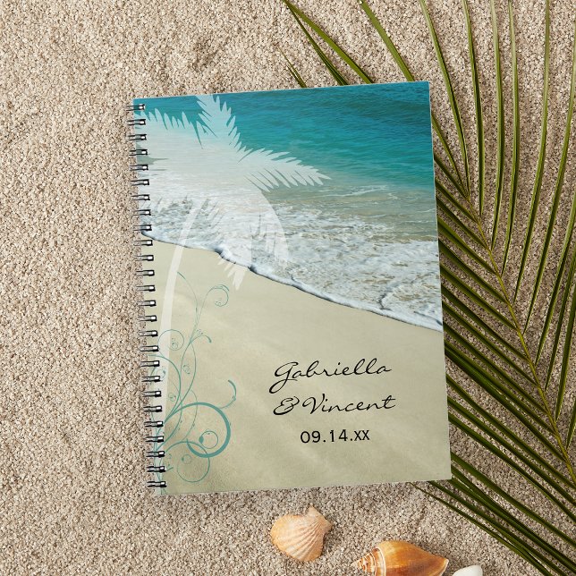 Caderno Espiral Casamento de praia tropical (Criador carregado)