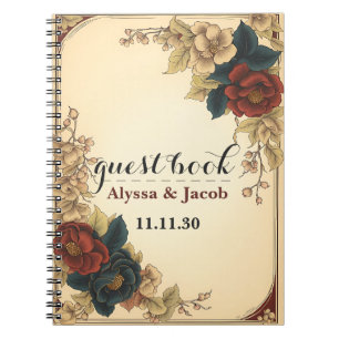 Caderno Espiral Casamento de quadro Dourado do Rosa vermelha perso