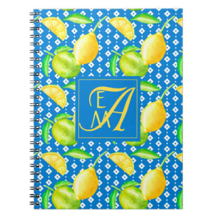 Caderno Espiral Casamento de recém-casados com Blue MONOGRAMAS do