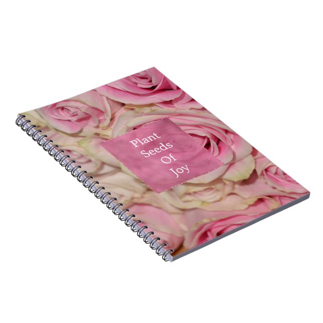 Caderno Espiral Casamento de Rosas de Creme Rosa Romântica (Lado Direito)
