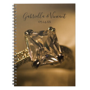 Caderno Espiral Casamento do Noivado de Princesa Cut Diamond