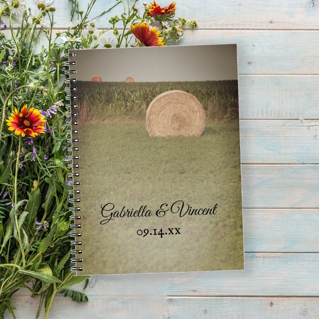 Caderno Espiral Casamento do País fazenda Hay Bales (Criador carregado)