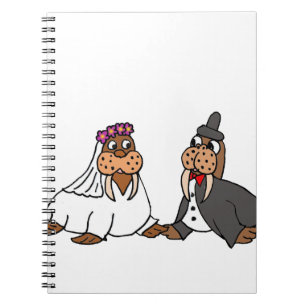 Caderno Espiral Casamento engraçado dos noivos da morsa