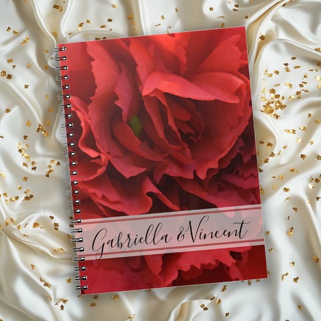 Caderno Espiral Casamento Floral do Cravo Vermelho (Criador carregado)