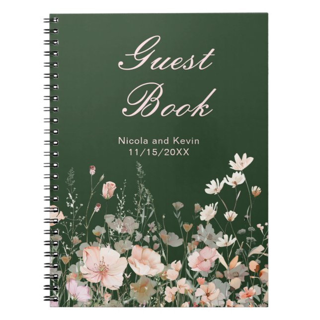 Caderno Espiral Casamento Floral Rosa Rosa-Blush Primavera (Frente)