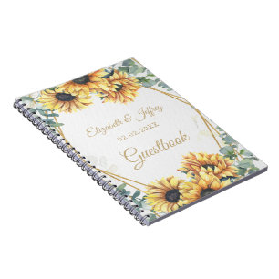 Caderno Espiral Casamento Geométrico Dourado Russo de Girassol