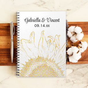 Caderno Espiral Casamento gráfico do girassol amarelo