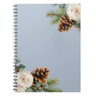Caderno Espiral Casamento no inverno Eucalyptus Greenery White Ros