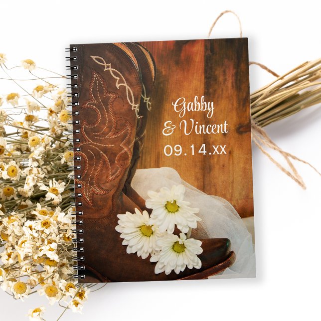 Caderno Espiral Casamento Ocidental das Estrelas Brancas e Boots d (Criador carregado)