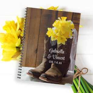 Caderno Espiral Casamento Ocidental de Daffodils e Cowboy Boots