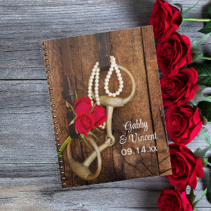 Caderno Espiral Casamento Ocidental de rosas vermelhas e Bits de C