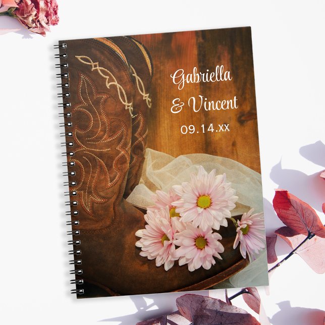 Caderno Espiral Casamento Ocidental do Cowboy Boots do País das Es (Criador carregado)