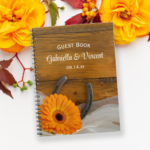 Caderno Espiral Casamento Ocidental do País de Ferradura Laranja