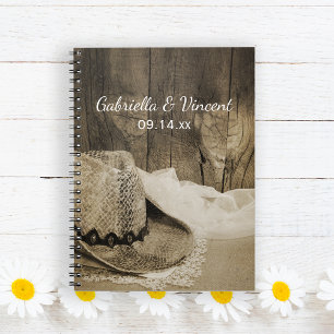 Caderno Espiral Casamento ocidental do país de madeira do celeiro