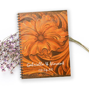 Caderno Espiral Casamento ocidental do país rústico da flor