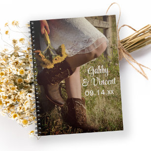 Caderno Espiral Casamento Ocidental entre Cowgirl e Sunflower