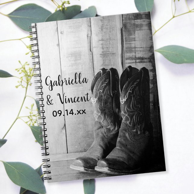 Caderno Espiral Casamento Ocidental Rustic Cowboy Boots Country (Criador carregado)