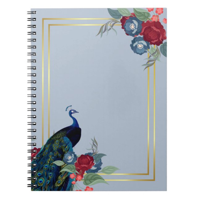 Caderno Espiral Casamento outono de inverno Peacock Blue Burgundy (Frente)