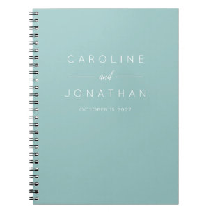 Caderno Espiral Casamento Personalizado De Aqua Com Script Minimal