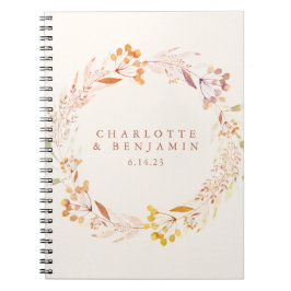 Caderno Espiral Casamento Personalizado De Ar De Aquarela Floral D